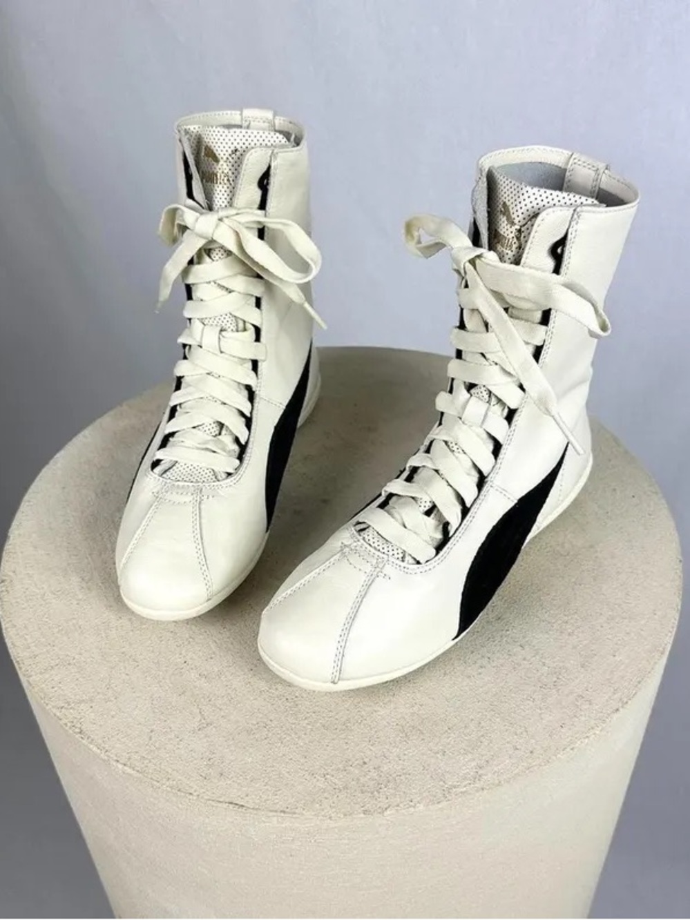 Puma Cream High-Top Lace-Up Sneakers